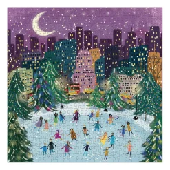 Galison Merry Moonlight Skaters 500 Piece Foil Jigsaw Puzzle