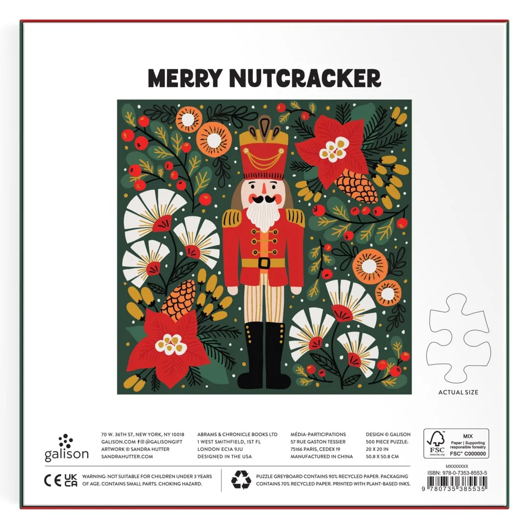 Galison Merry Nutcracker 500 Piece Foil Puzzle