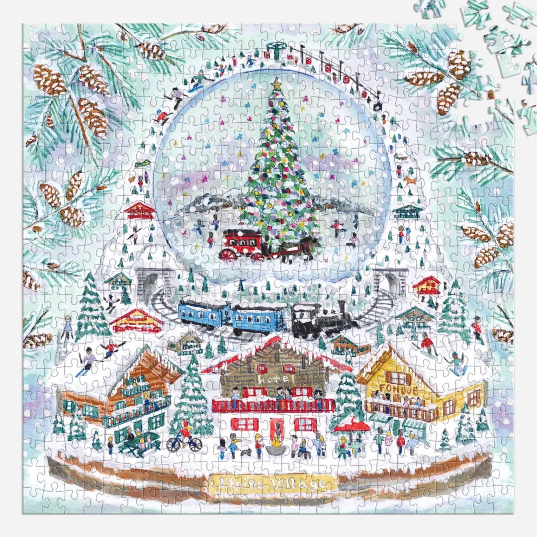 Galison Michael Storrings Alpine Village Snowglobe 500 Piece Foil Puzzle