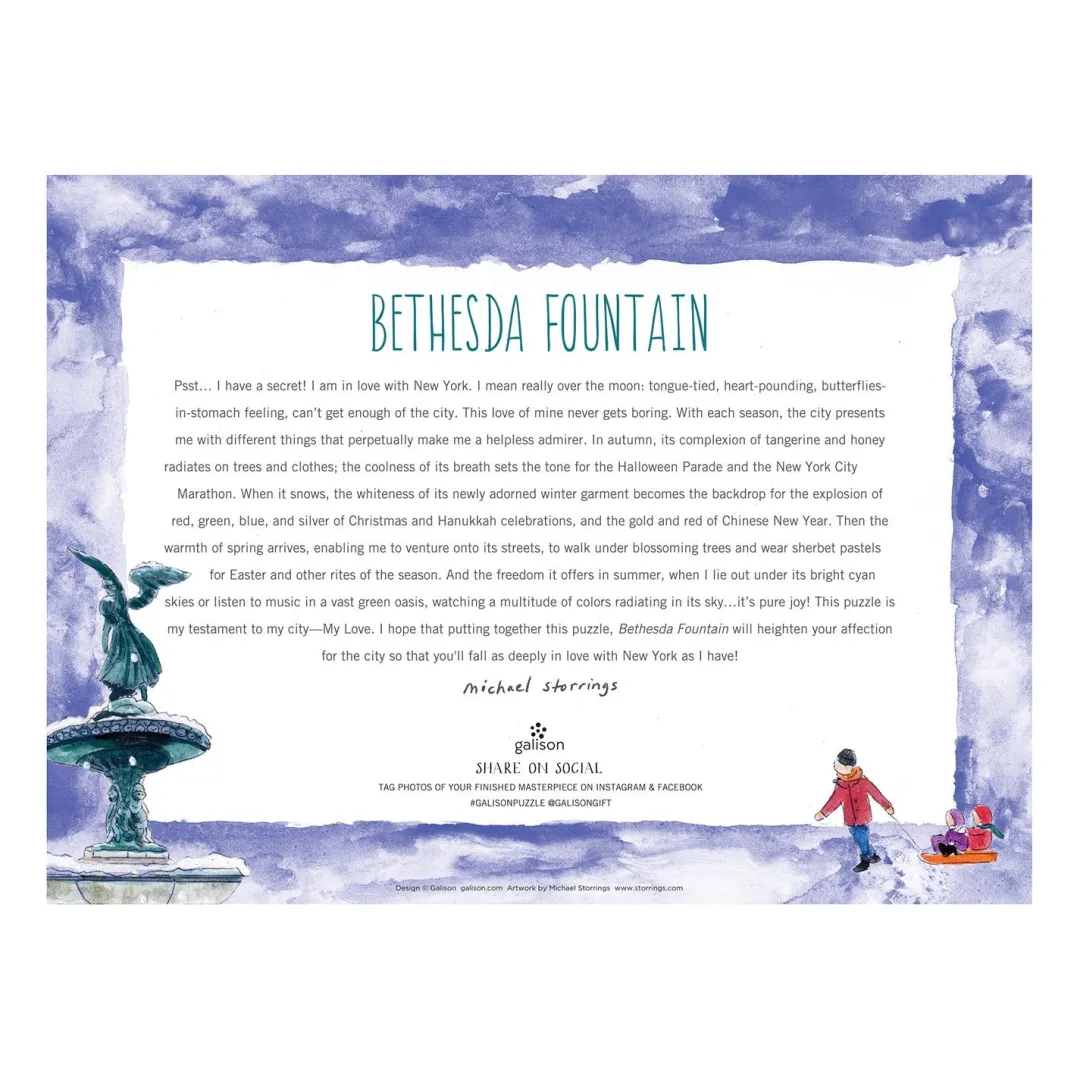 Galison Michael Storrings Bethesda Fountain 1000 Piece Jigsaw Puzzle