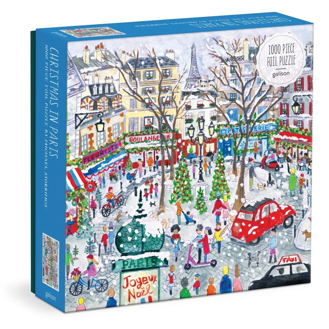 Galison Michael Storrings Christmas in Paris 1000 Piece Foil Puzzle