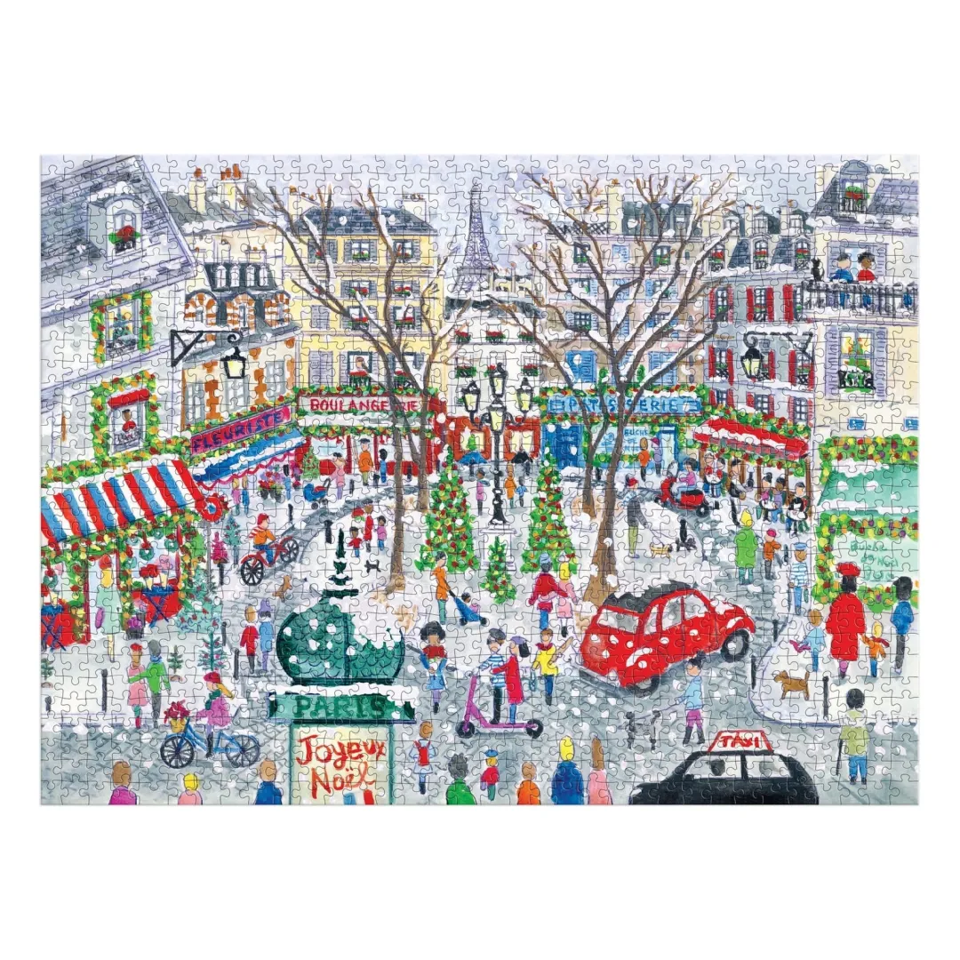 Galison Michael Storrings Christmas in Paris 1000 Piece Foil Puzzle