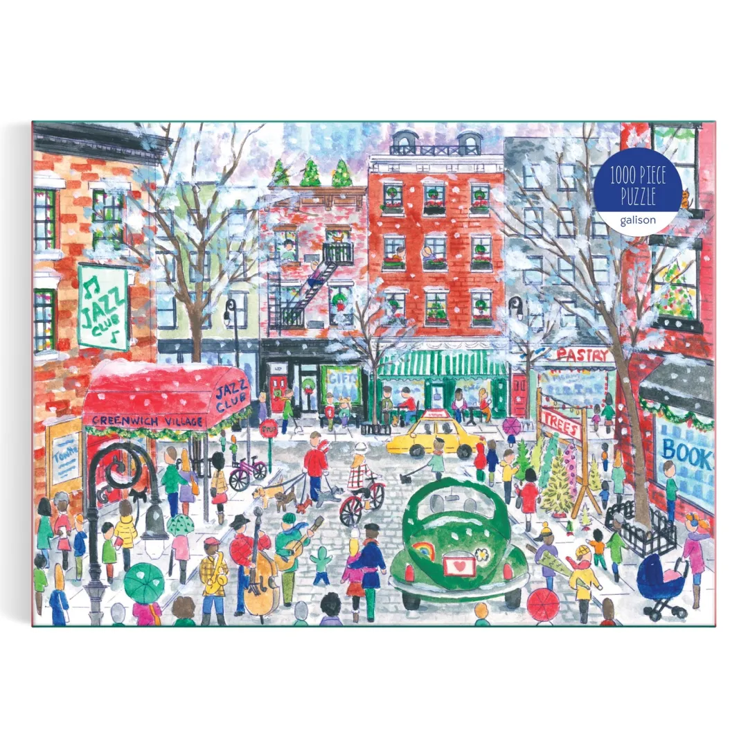 Galison Michael Storrings Christmas in Greenwich Village 1000 Piece Puzzle