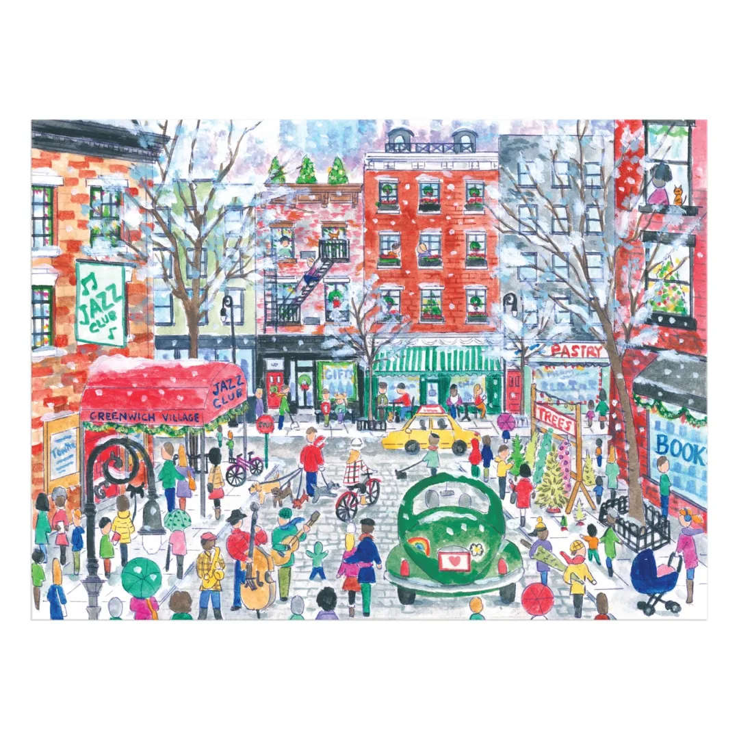 Galison Michael Storrings Christmas in Greenwich Village 1000 Piece Puzzle