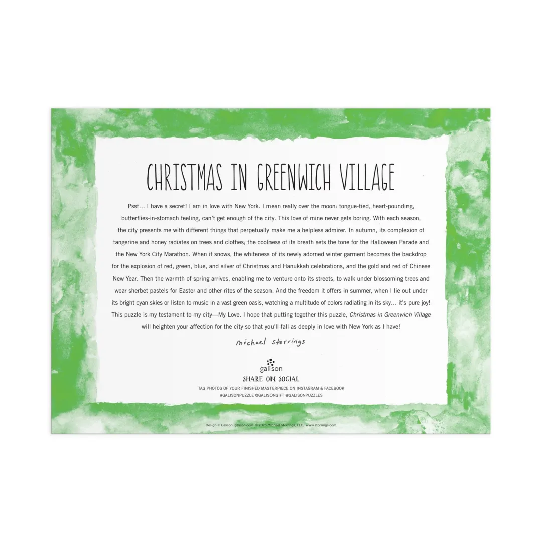 Galison Michael Storrings Christmas in Greenwich Village 1000 Piece Puzzle