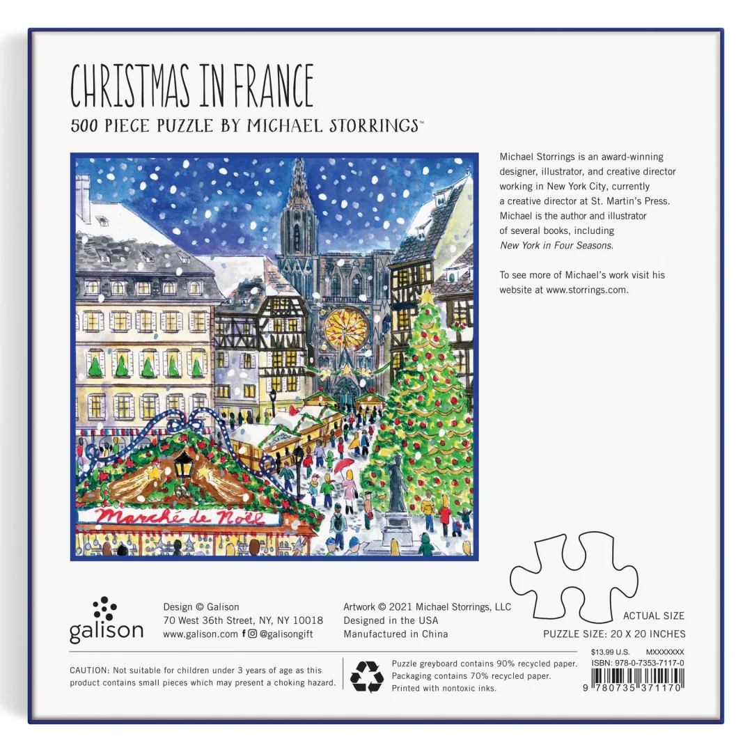 Galison Michael Storrings Christmas in France 500 Piece Puzzle