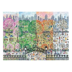 Galison Michael Storrings Dog Park in Four Seasons 1000 Piece Puzzle