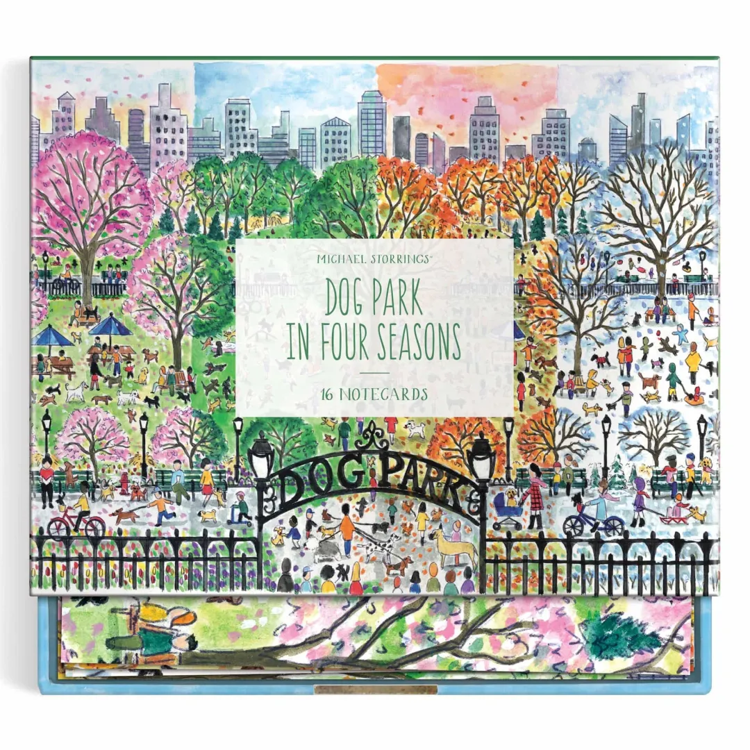 Galison Michael Storrings Dog Park in Four Seasons Greeting Card Assortment