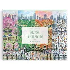 Galison Michael Storrings Dog Park in Four Seasons Greeting Card Assortment