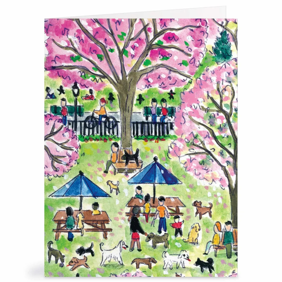 Galison Michael Storrings Dog Park in Four Seasons Greeting Card Assortment