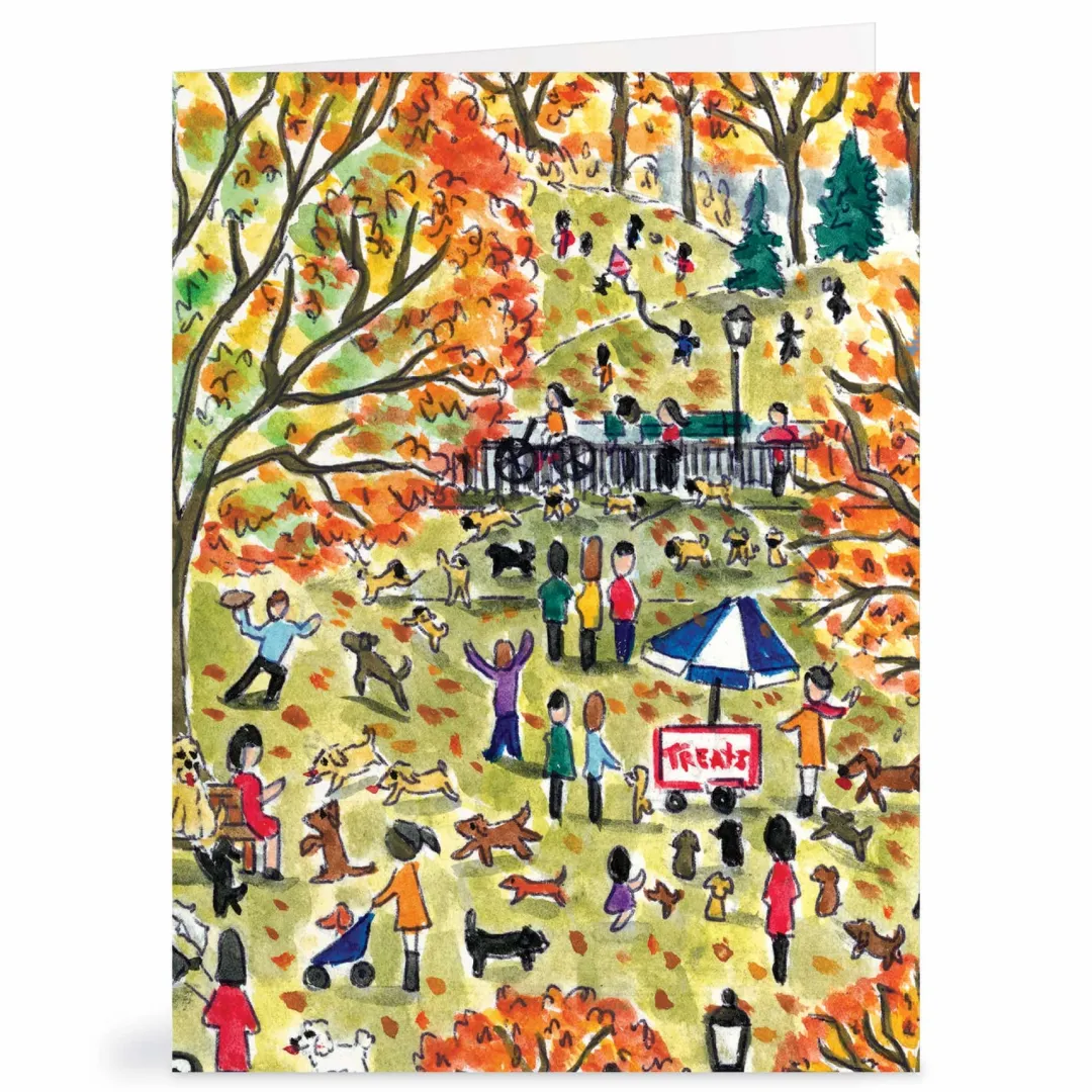 Galison Michael Storrings Dog Park in Four Seasons Greeting Card Assortment