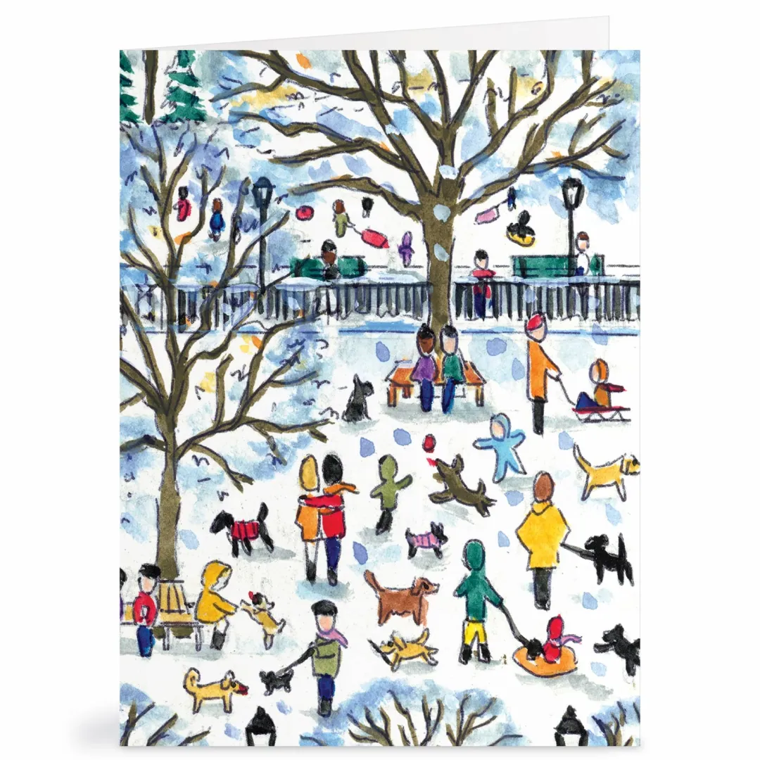 Galison Michael Storrings Dog Park in Four Seasons Greeting Card Assortment