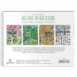 Galison Michael Storrings Dog Park in Four Seasons Greeting Card Assortment