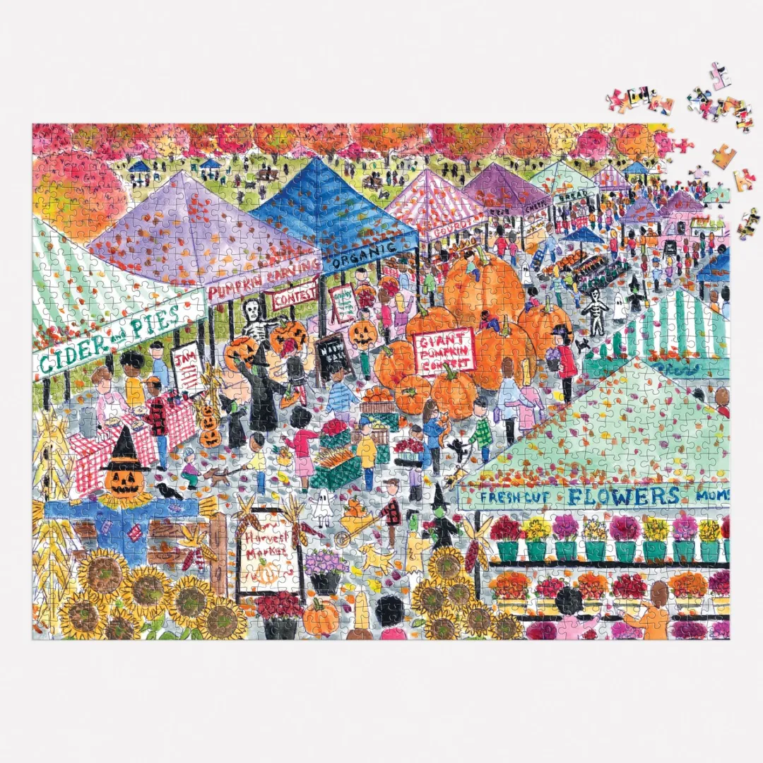 Galison Michael Storrings Harvest Market 1000 Piece Puzzle