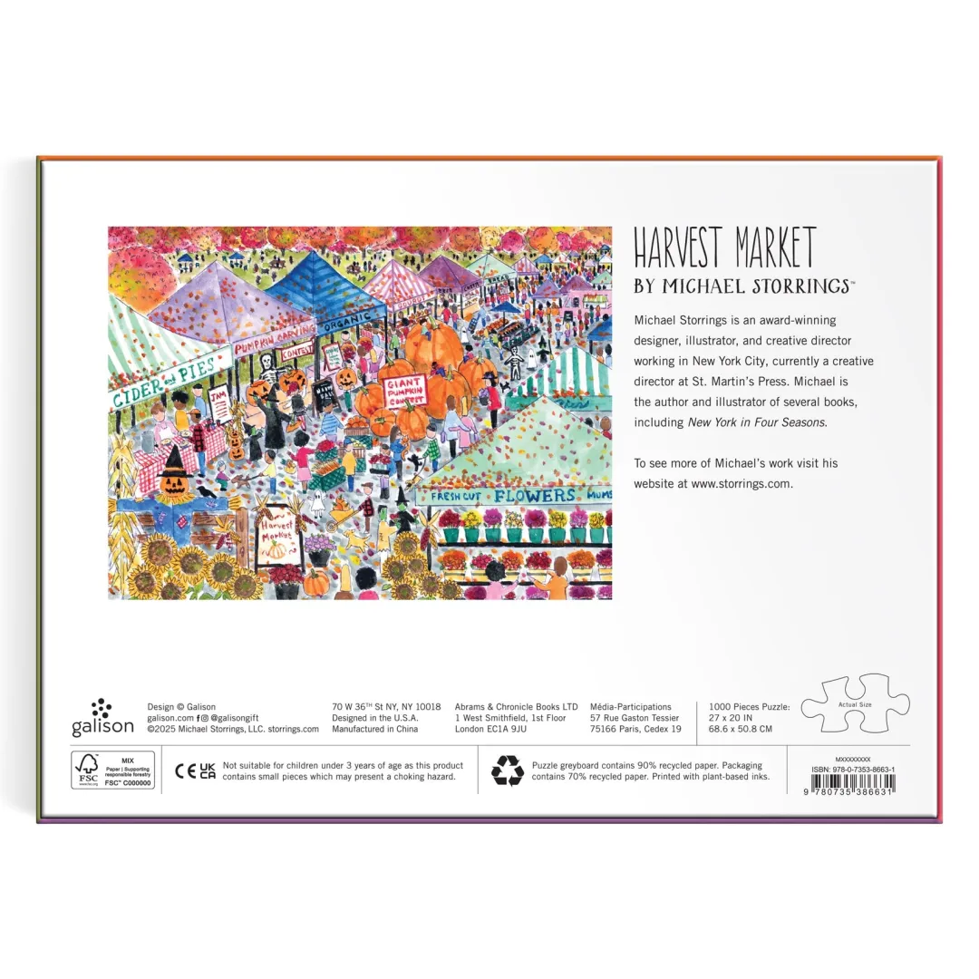 Galison Michael Storrings Harvest Market 1000 Piece Puzzle