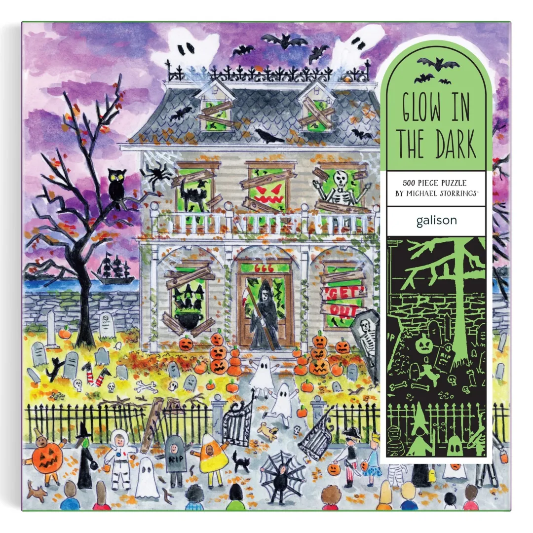 Galison Michael Storrings Haunted House 500 Piece Glow in the Dark Puzzle