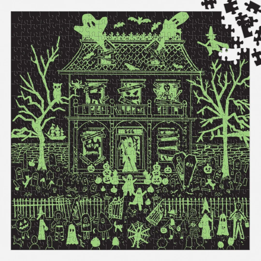 Galison Michael Storrings Haunted House 500 Piece Glow in the Dark Puzzle