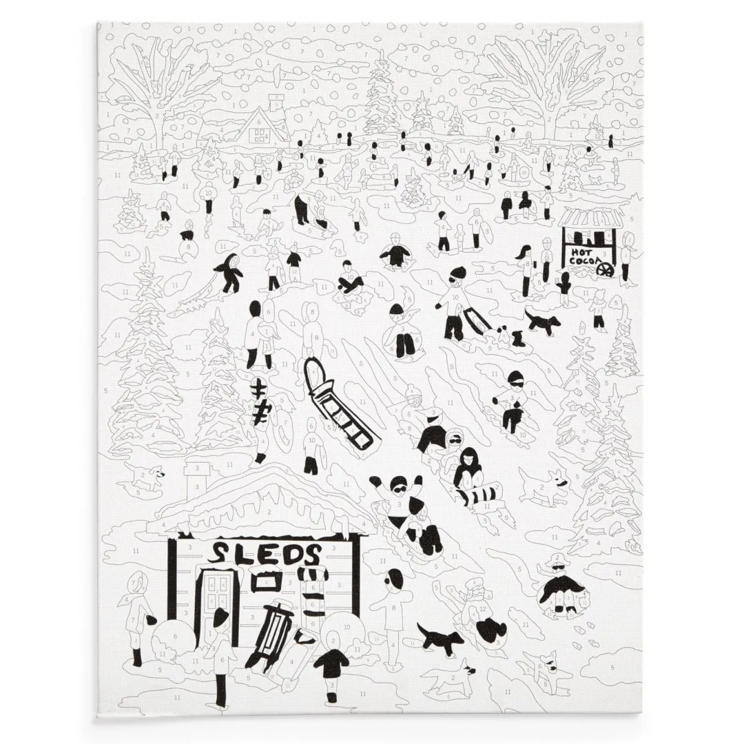 Galison Michael Storrings Snow Day 11x14 Paint by Number Kit