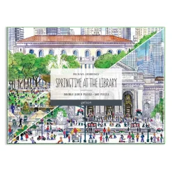 Galison Michael Storrings Springtime at the Library 500 Piece Double-Sided Puzzle