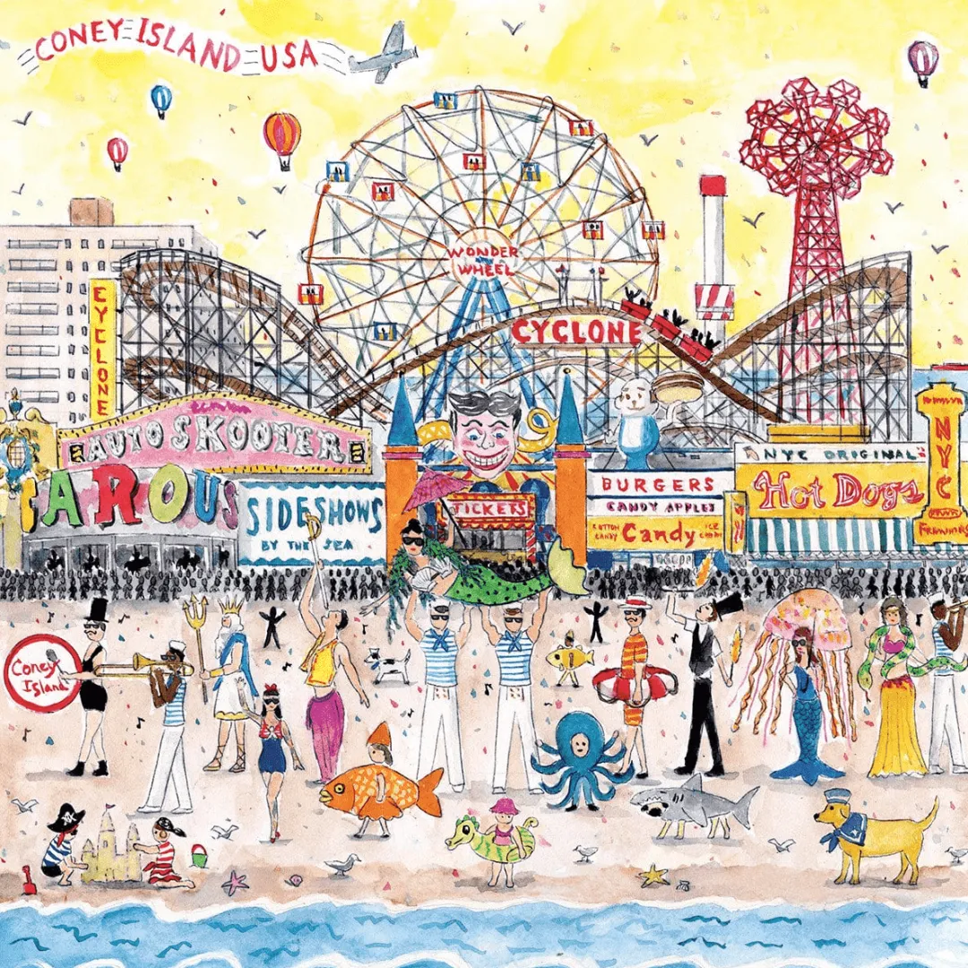 Galison Michael Storrings Summer at the Amusement Park 500 Piece Jigsaw Puzzle