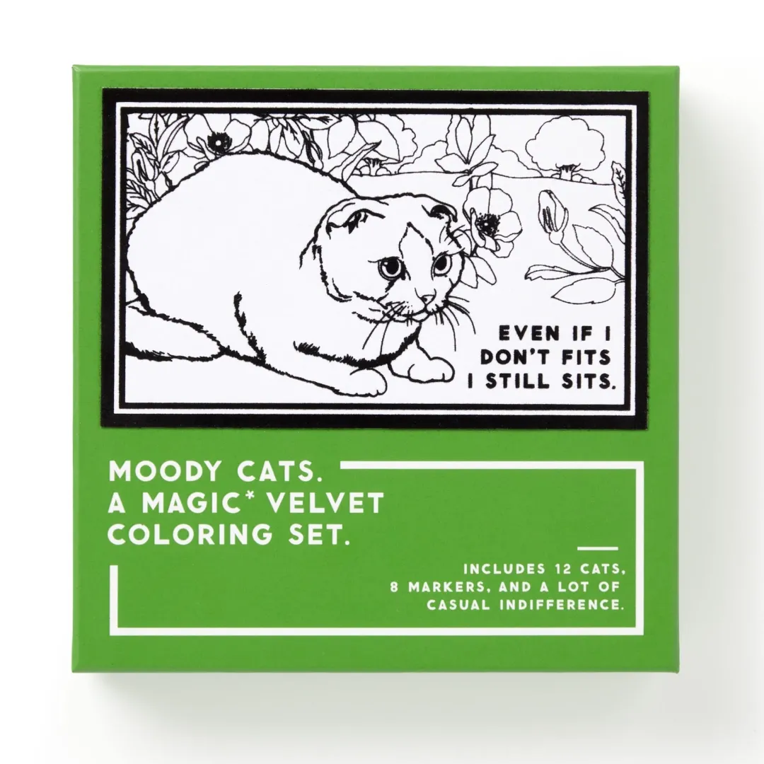 Galison Moody Cats Magic Velvet Coloring Set