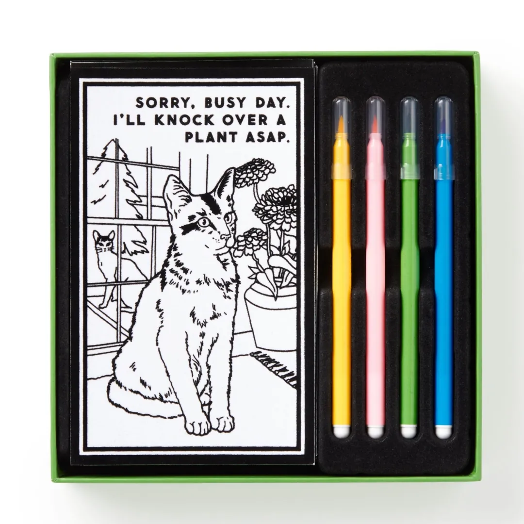 Galison Moody Cats Magic Velvet Coloring Set