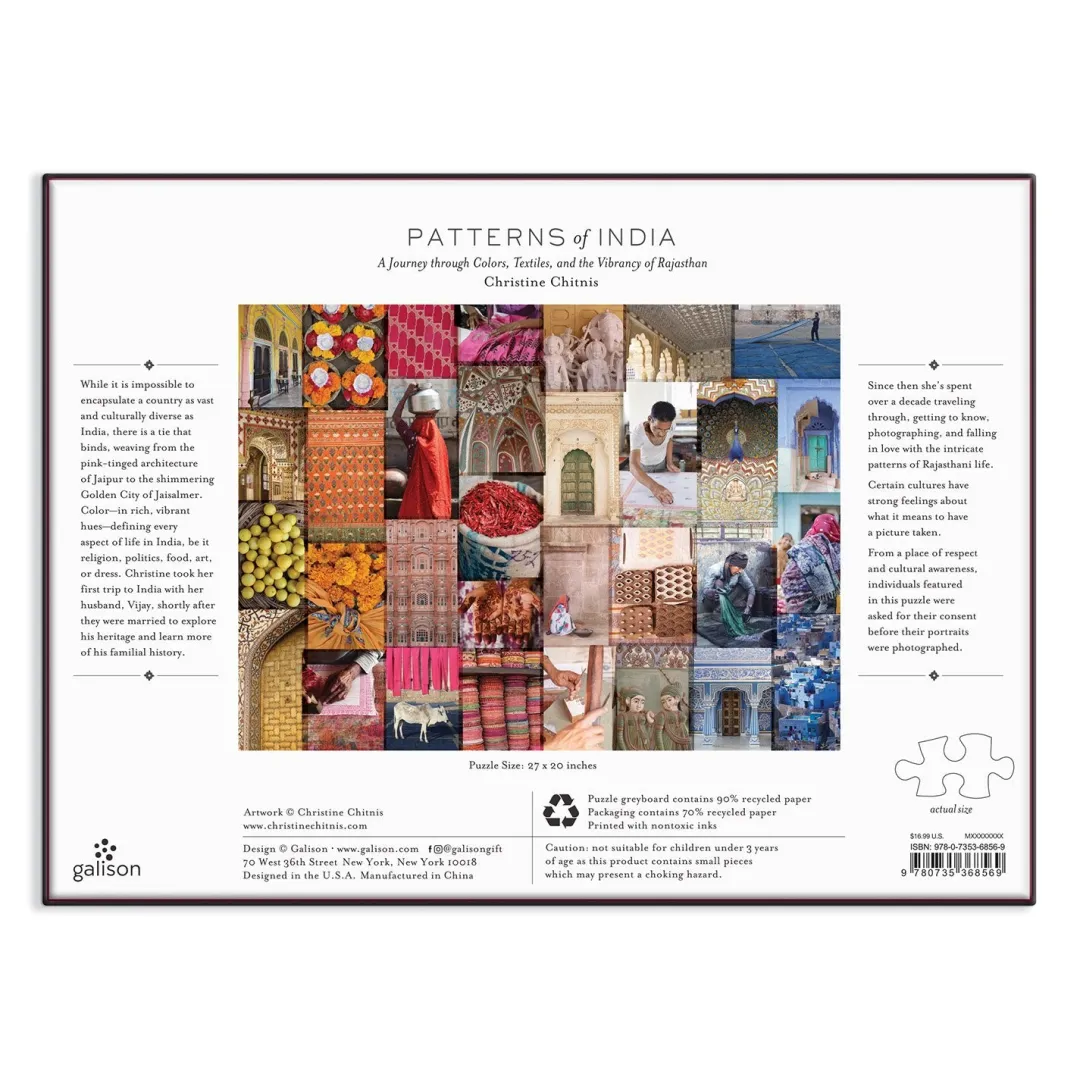 Galison Patterns of India: A Journey Through Colors, Textiles and the Vibrancy of Rajasthan 1000 Piece Jigsaw Puzzle