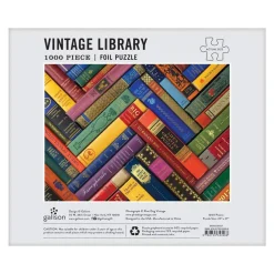 Galison Phat Dog Vintage Library 1000 Piece Foil Stamped Jigsaw Puzzle