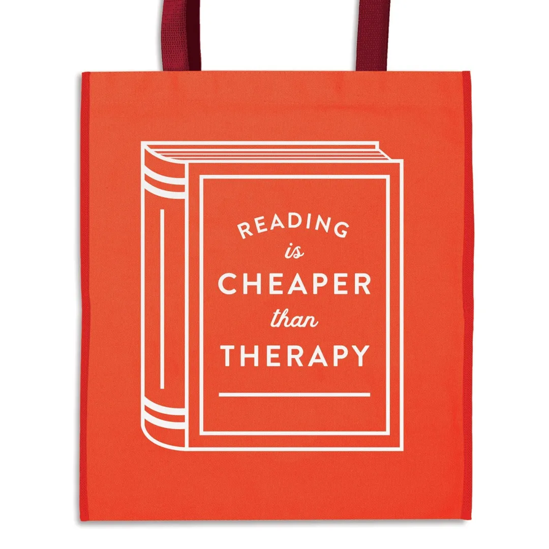Galison Reading is Cheaper Than Therapy Reusable Shopping Bag