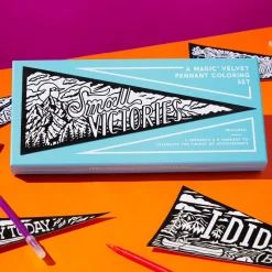 Galison Small Victories Magic Velvet Pennant Coloring Set