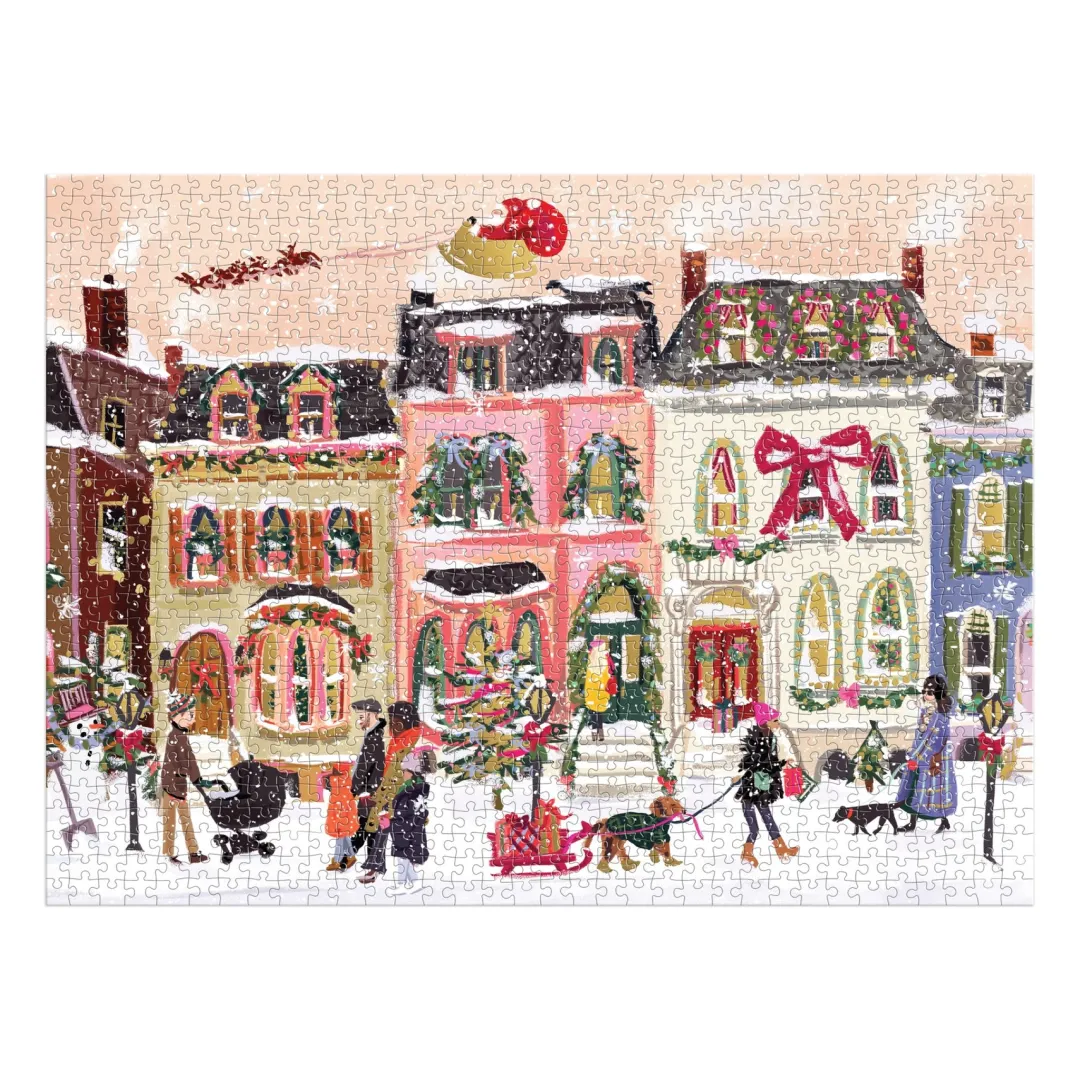 Galison Snowfall on Main Street 1000 Piece Foil Puzzle