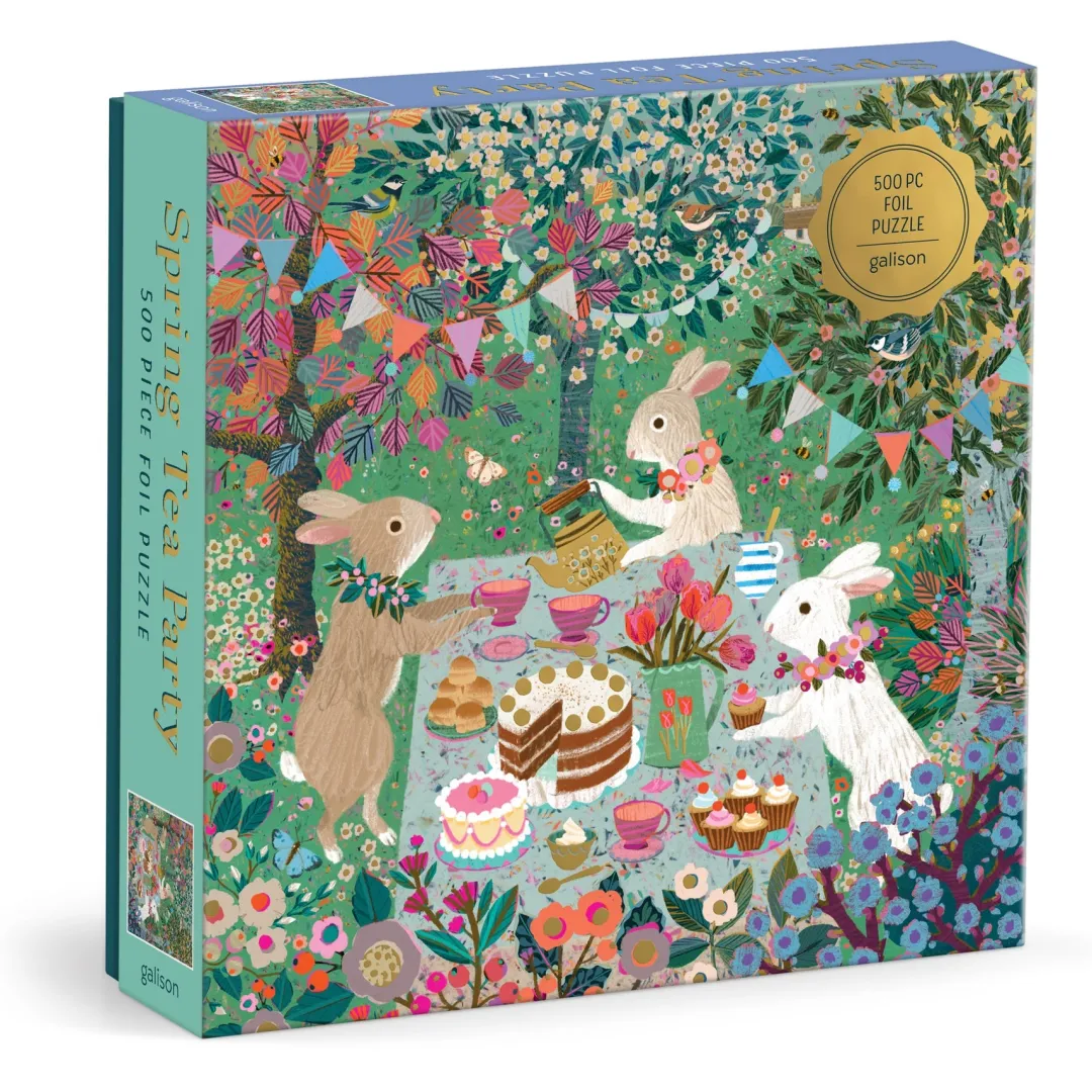 Galison Spring Tea Party 500 Piece Foil Puzzle