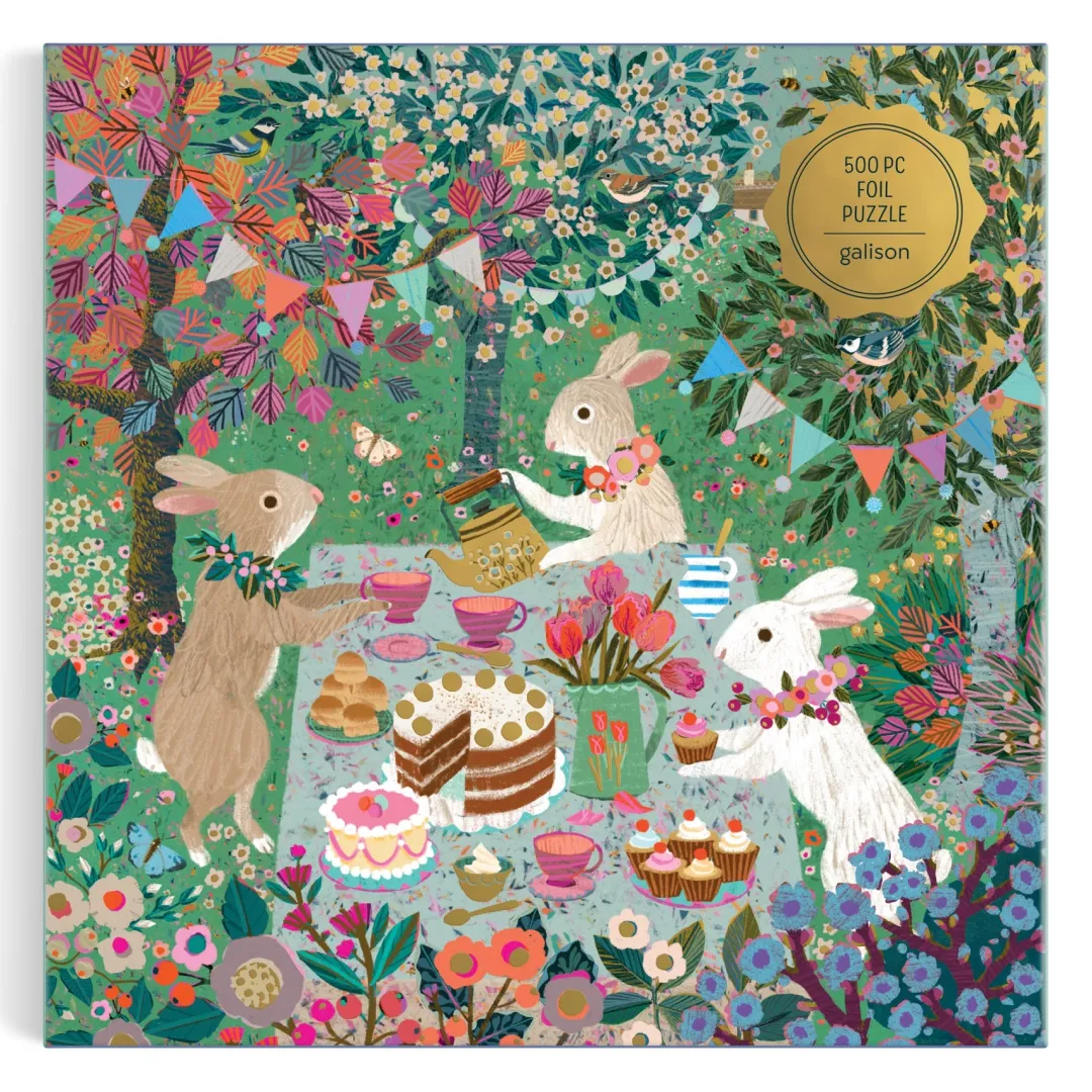 Galison Spring Tea Party 500 Piece Foil Puzzle