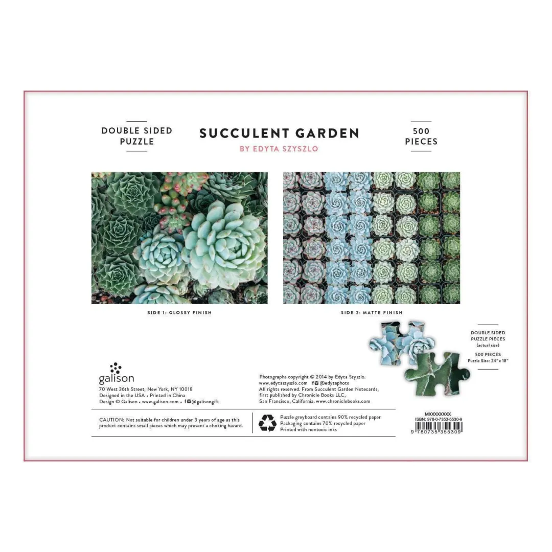 Galison Succulent Garden Double-Sided 500 Piece Jigsaw Puzzle