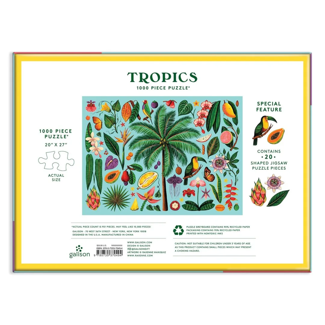 Galison Tropics 1000 Piece Puzzle with Shaped Pieces