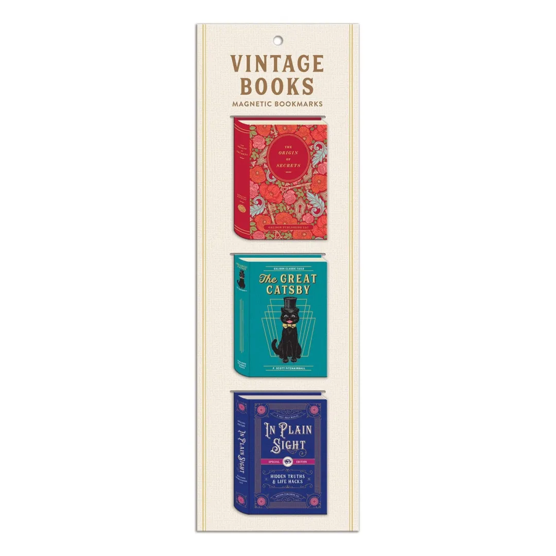 Galison Vintage Books Shaped Magnetic Bookmarks