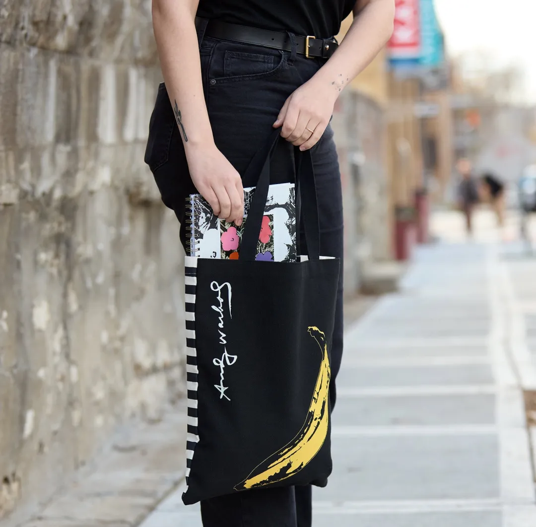 Galison Warhol Banana Canvas Tote Bag - Black