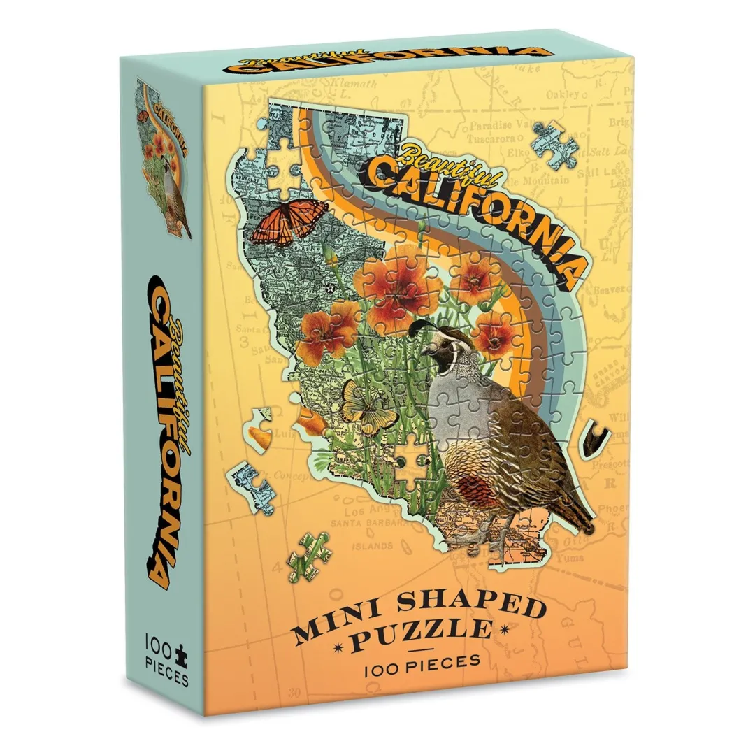 Galison Wendy Gold California 100 Piece Mini Shaped Jigsaw Puzzle