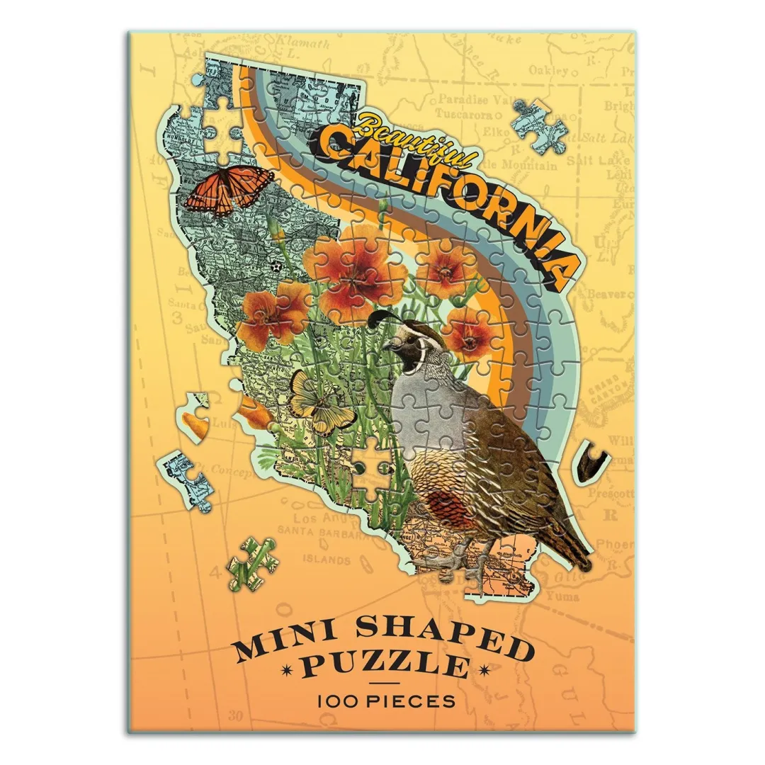 Galison Wendy Gold California 100 Piece Mini Shaped Jigsaw Puzzle
