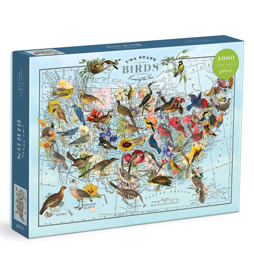 Galison Wendy Gold State Birds 1000 Piece Puzzle
