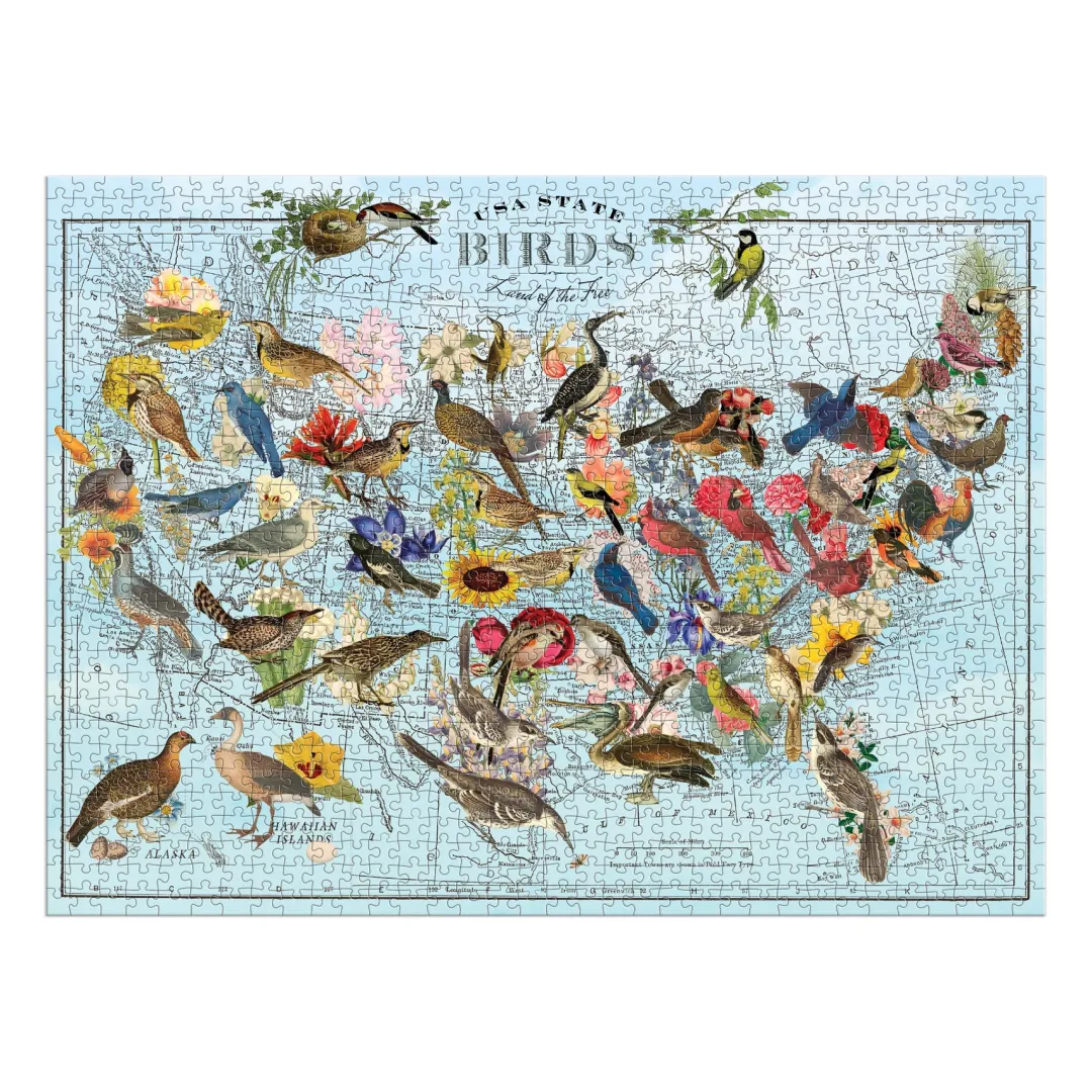 Galison Wendy Gold State Birds 1000 Piece Puzzle