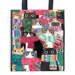 Galison Wintry Cats Reusable Shopping Bag