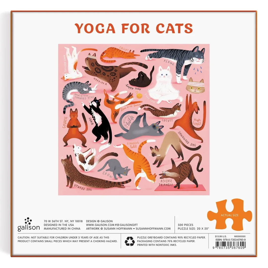 Galison Yoga for Cats 500 Piece Jigsaw Puzzle